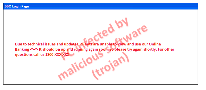 PC infected by malicious software (trojan) PC infected by malicious software (trojan)
