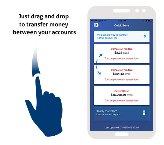 Just drag and drop to transfer money between your accounts Just drag and drop to transfer money between your accounts