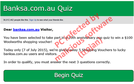 PC infected by malicious software (trojan) PC infected by malicious software (trojan)
