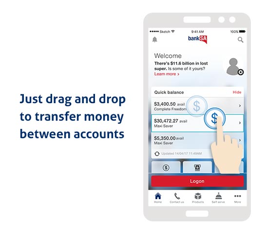 Just drag and drop to transfer money between your accounts Just drag and drop to transfer money between your accounts