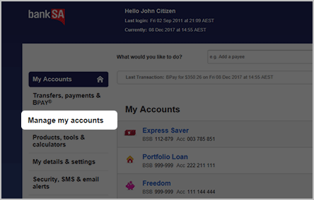 Manage my accounts Manage my accounts