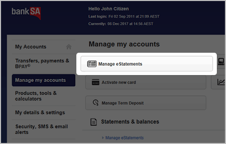 Manage eStatements Manage eStatements