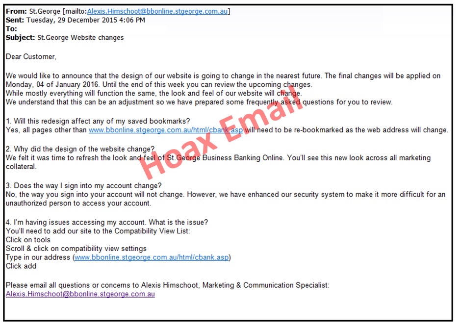 Hoax email